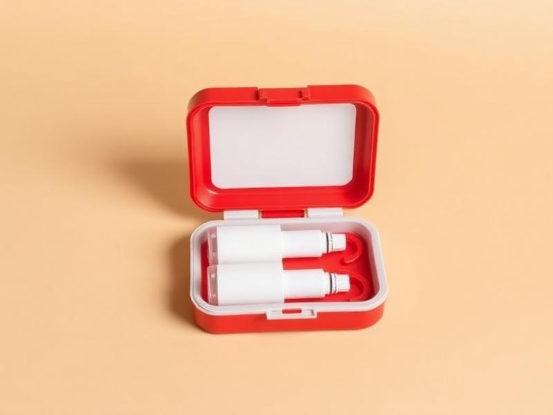 Glucagon emergency rescue kit in a red case on a warm background